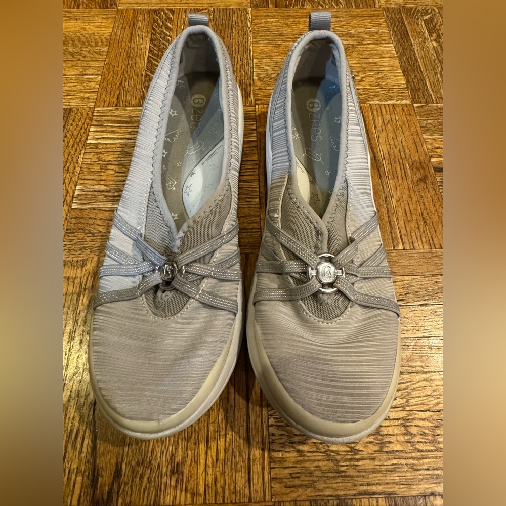 Silver/grey slip-on Bzees, size 9.5
